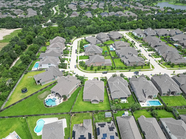 19415 Maifest Dr, Cypress, TX 77433 - aerial view of residential area featuring a pool area and a large body of water