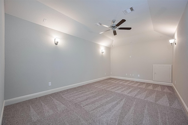 19415 Maifest Dr, Cypress, TX 77433 - unfurnished room with ceiling fan, light colored carpet, and vaulted ceiling