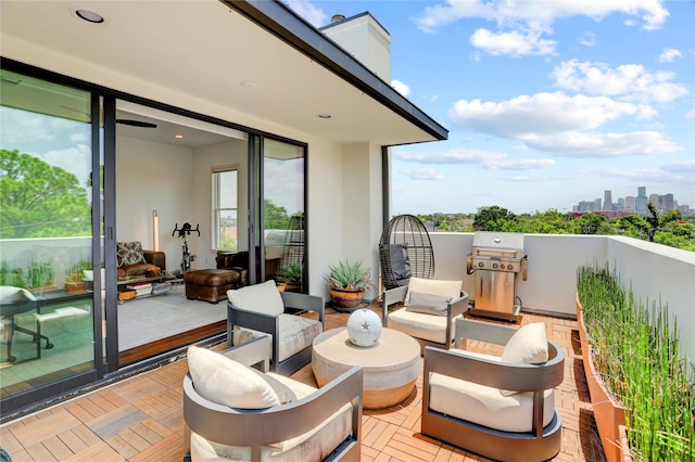 5007 Dickson St, Houston, TX 77007 - balcony with grilling area, a view of skyline, and an outdoor living space