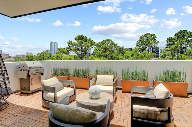 5007 Dickson St, Houston, TX 77007 - view of patio with area for grilling, an outdoor hangout area, and a view of city