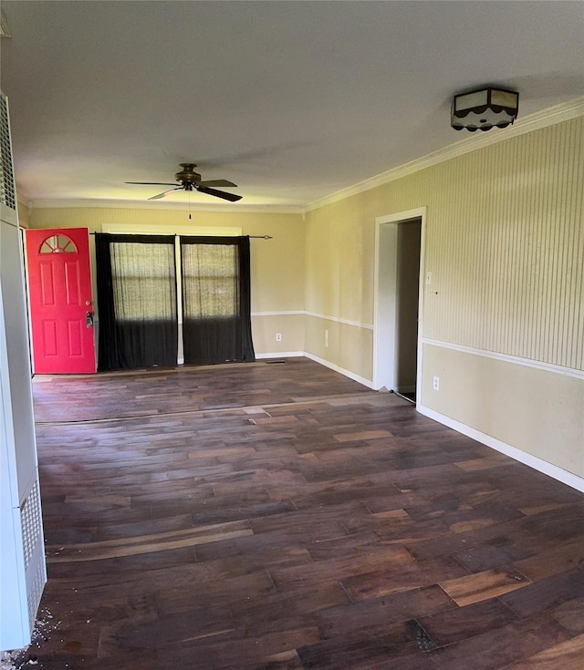 3120 Cemetery Rd, Santa Fe, TX 77517 - empty room featuring ceiling fan, crown molding, and wood finished floors