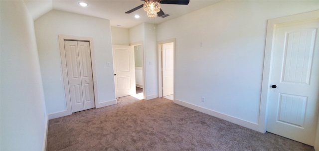 4209 Tampico Rd, Houston, TX 77016 - unfurnished bedroom featuring carpet flooring, a closet, recessed lighting, and ceiling fan