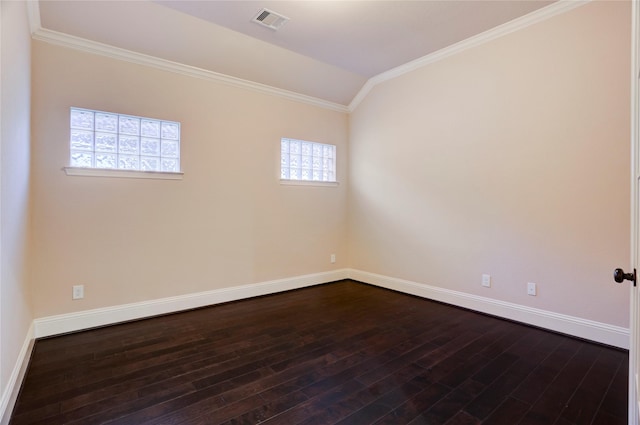 4023 Turning Manor Ln, Sugar Land, TX 77479 - spare room with dark wood finished floors, crown molding, and vaulted ceiling
