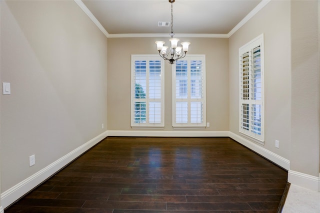 4023 Turning Manor Ln, Sugar Land, TX 77479 - unfurnished room with wood finished floors, a chandelier, and ornamental molding