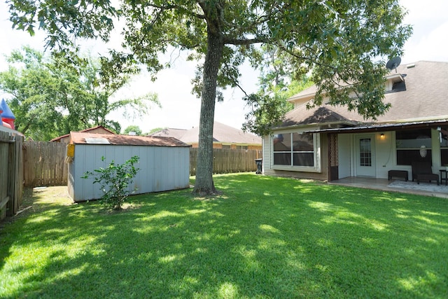 22110 Nobles Crossing Dr, Spring, TX 77373 - fenced backyard with a shed and a patio area
