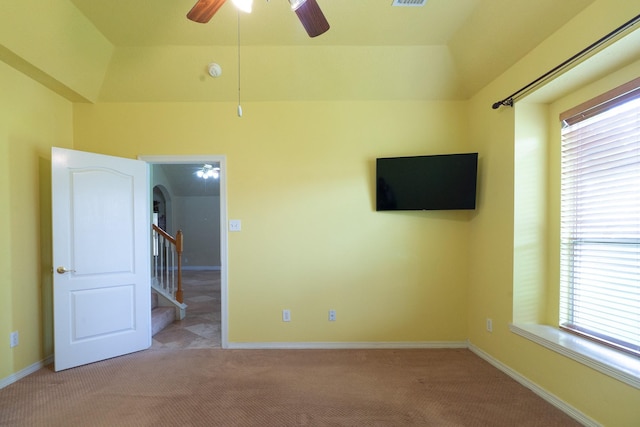 22110 Nobles Crossing Dr, Spring, TX 77373 - unfurnished room with ceiling fan, light carpet, a smoke detector, and stairway