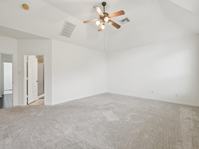 421 White Oak Pointe, League City, TX 77573 - empty room with carpet floors, a ceiling fan, a smoke detector, and vaulted ceiling
