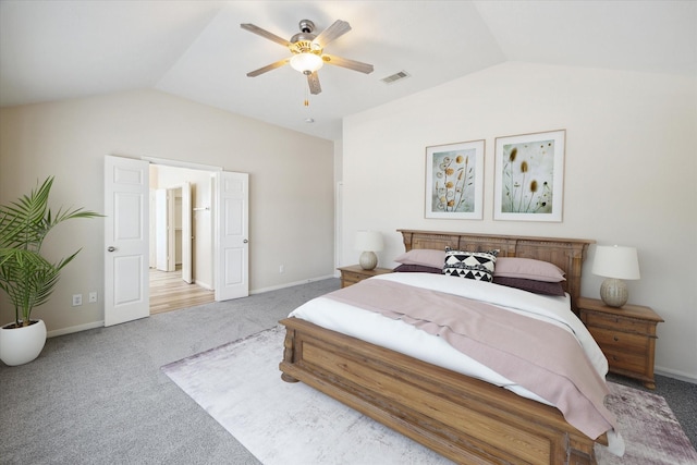 2439 Chuckberry St, Houston, TX 77080 - carpeted bedroom with lofted ceiling and a ceiling fan