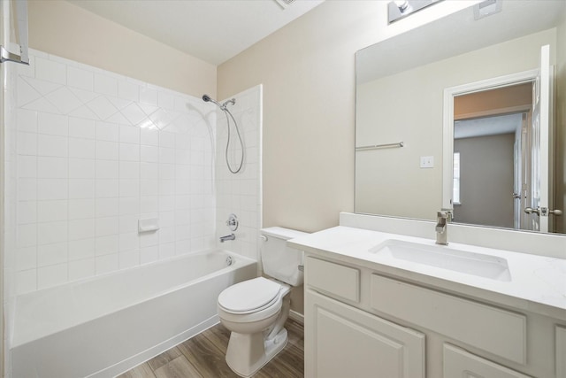 2439 Chuckberry St, Houston, TX 77080 - full bath featuring shower / bathtub combination, vanity, and wood finished floors