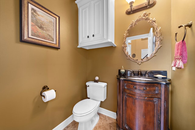 1310 Whispering Pines Dr, Houston, TX 77055 - half bathroom with vanity and tile patterned flooring