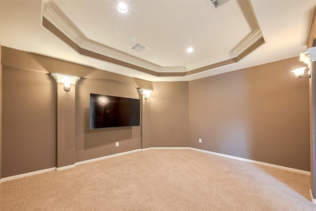 4311 Walden Terrace Ln, Humble, TX 77396 - carpeted empty room featuring a raised ceiling, crown molding, and recessed lighting