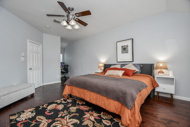 2424 Charleston St Unit D, Houston, TX 77021 - bedroom featuring wood finished floors, lofted ceiling, and ceiling fan