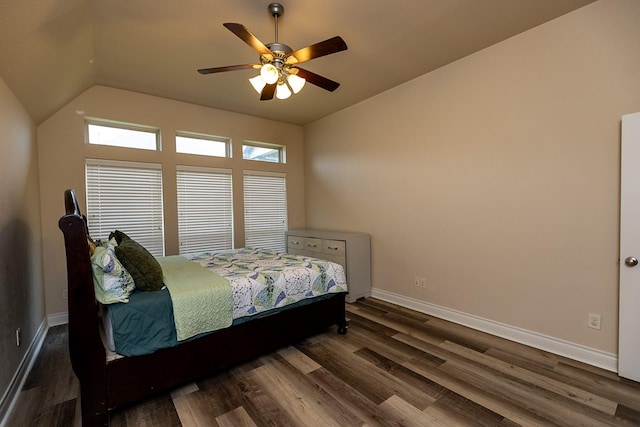 4015 Teramo Ln, Katy, TX 77493 - bedroom with vaulted ceiling, dark wood finished floors, and ceiling fan