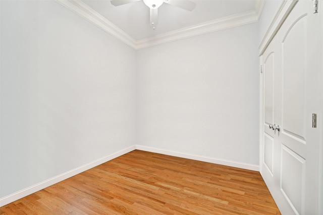 2802 Morrison St Unit 203, Houston, TX 77009 - unfurnished room featuring crown molding, light wood-type flooring, and ceiling fan