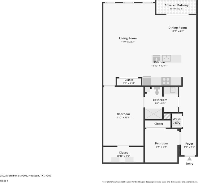 2802 Morrison St Unit 203, Houston, TX 77009 - view of property floor plan