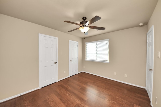 9119 Basin Ridge Ln, Richmond, TX 77407 - unfurnished bedroom with wood finished floors and ceiling fan