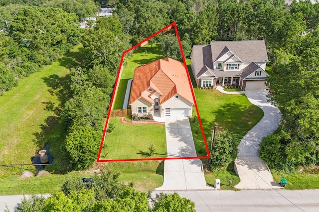 532 Carrell St, Tomball, TX 77375 - aerial view of property and surrounding area with property parcel outlined