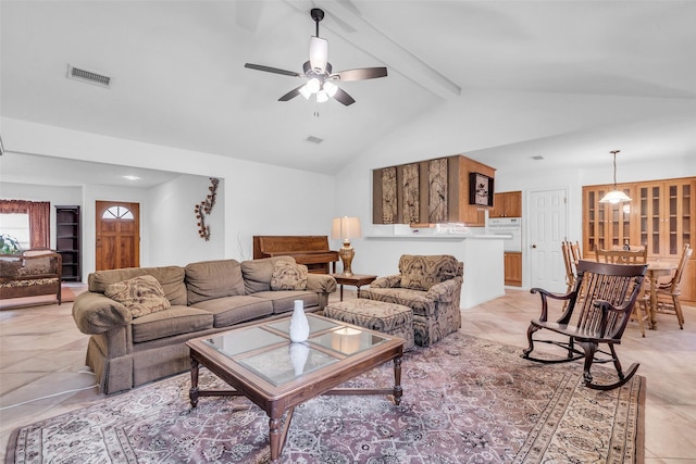 16622 Ben Nevis Dr, Houston, TX 77084 - living area with ceiling fan and light tile patterned floors
