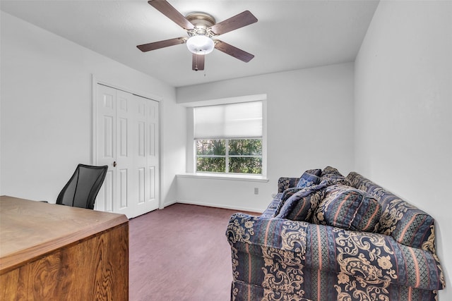 16622 Ben Nevis Dr, Houston, TX 77084 - carpeted office with a ceiling fan and baseboards