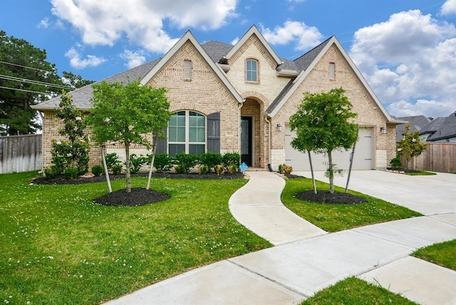 19002 Dublin Bay Blvd, Tomball, TX 77377 - french provincial home featuring brick siding, driveway, a garage, and roof with shingles