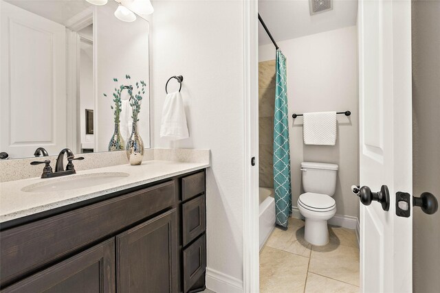 19002 Dublin Bay Blvd, Tomball, TX 77377 - bathroom with vanity, shower / tub combo, and tile patterned floors