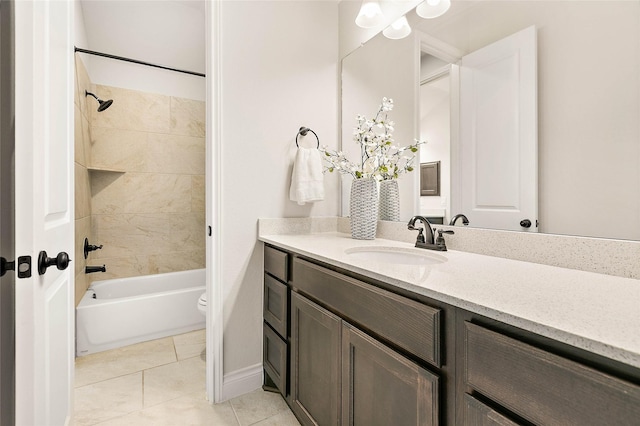 19002 Dublin Bay Blvd, Tomball, TX 77377 - bathroom with vanity, tile patterned flooring, and shower / bathtub combination