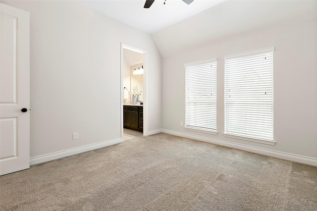 19002 Dublin Bay Blvd, Tomball, TX 77377 - empty room with a ceiling fan, light colored carpet, and lofted ceiling