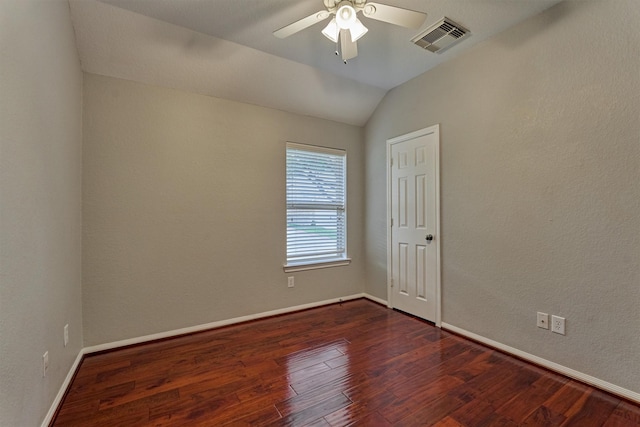 59 Pleasant Point Pl, Spring, TX 77389 - spare room with dark wood-type flooring, ceiling fan, and lofted ceiling