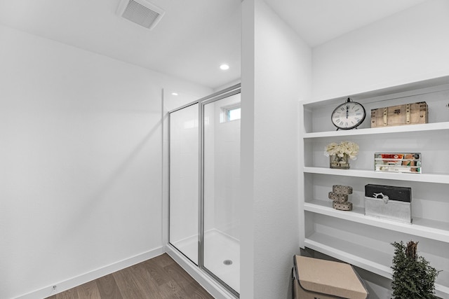 3913 Silver Fls, League City, TX 77573 - full bathroom with a shower stall, wood finished floors, and recessed lighting