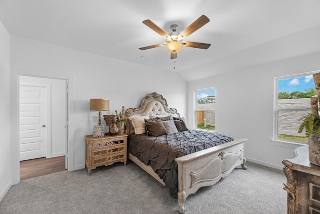 3913 Silver Fls, League City, TX 77573 - bedroom with carpet flooring, lofted ceiling, and a ceiling fan