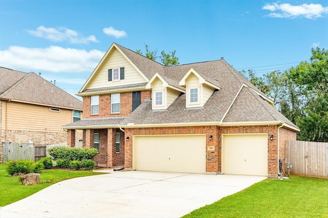 511 Moore St, Richwood, TX 77531 - traditional home featuring a garage, driveway, brick siding, and roof with shingles