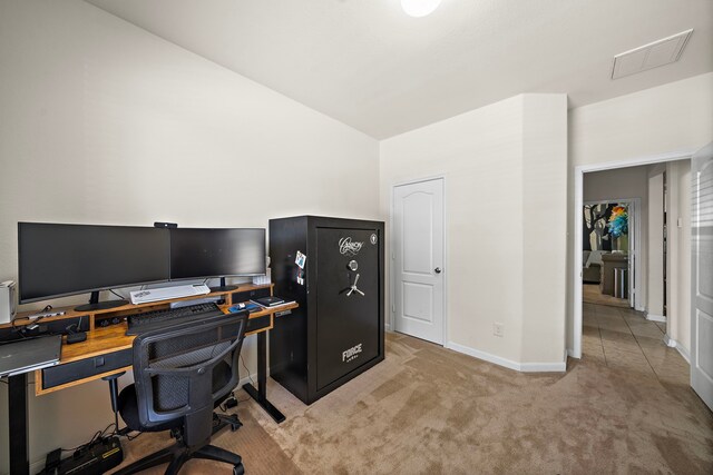 22526 Belmont Cove Ln, Katy, TX 77449 - home office with carpet flooring and vaulted ceiling