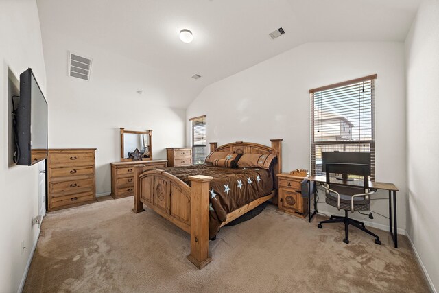 22526 Belmont Cove Ln, Katy, TX 77449 - bedroom featuring vaulted ceiling and light carpet
