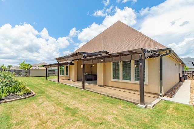 10306 Terra St, Iowa Colony, TX 77583 - rear view of property with a pergola, stucco siding, and a patio
