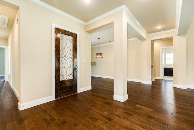 10306 Terra St, Iowa Colony, TX 77583 - foyer entrance featuring dark wood-style flooring and ornamental molding