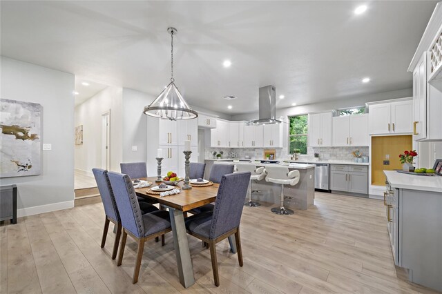 459 Live Oak Rd, Wharton, TX 77488 - dining space featuring a chandelier, light wood finished floors, and recessed lighting