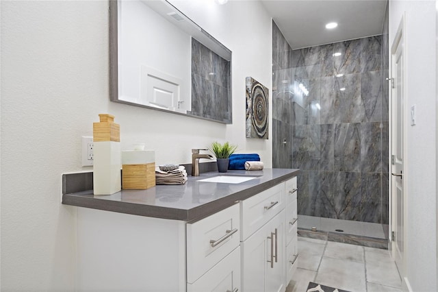 459 Live Oak Rd, Wharton, TX 77488 - full bath featuring a shower stall, vanity, recessed lighting, and tile patterned flooring