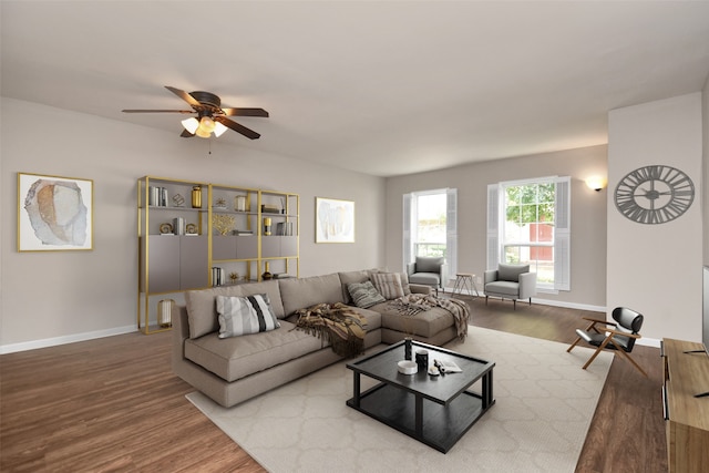 6307 Briar Rose Dr Unit 120, Houston, TX 77057 - living room featuring wood finished floors and a ceiling fan