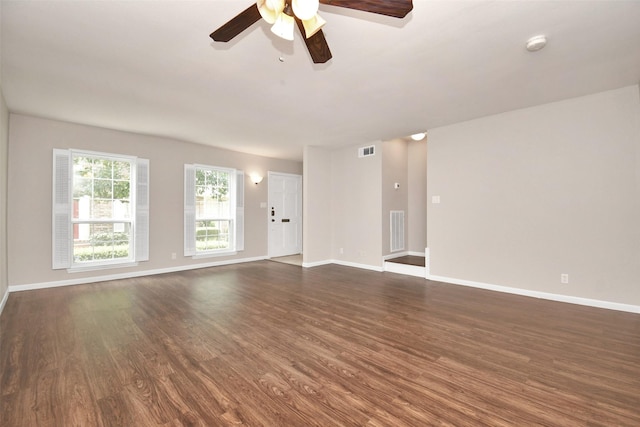 6307 Briar Rose Dr Unit 120, Houston, TX 77057 - unfurnished living room featuring dark wood finished floors and ceiling fan