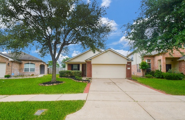19826 Seagler Glen Ln, Katy, TX 77449 - view of front of house with a garage, concrete driveway, and brick siding