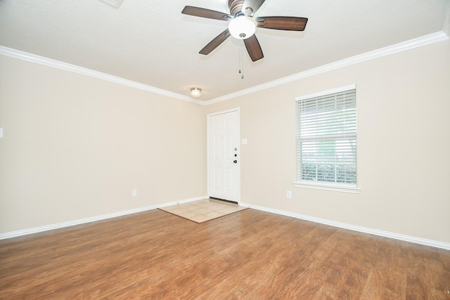 19826 Seagler Glen Ln, Katy, TX 77449 - unfurnished room featuring ornamental molding, light wood-type flooring, and ceiling fan