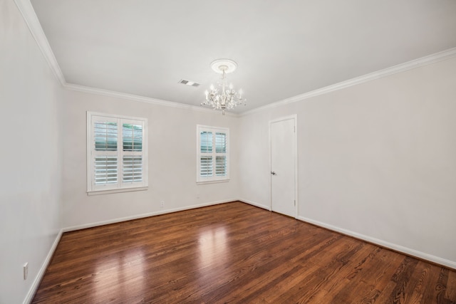 5659 Chevy Chase Dr, Houston, TX 77056 - unfurnished room featuring a chandelier, wood finished floors, and ornamental molding