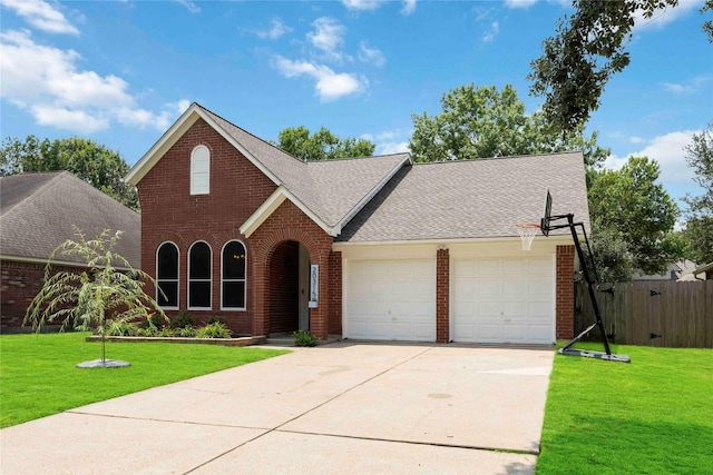 20315 Maple Village Dr, Cypress, TX 77433 - traditional-style home with an attached garage, brick siding, driveway, and a shingled roof