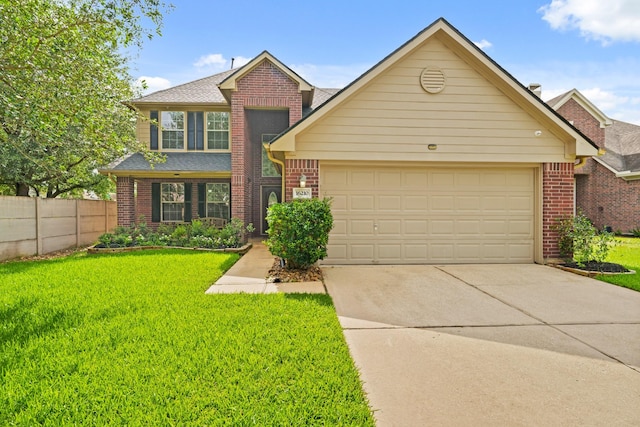 16210 Bloom Meadow Trl, Cypress, TX 77433 - traditional-style home with brick siding, an attached garage, concrete driveway, and a shingled roof