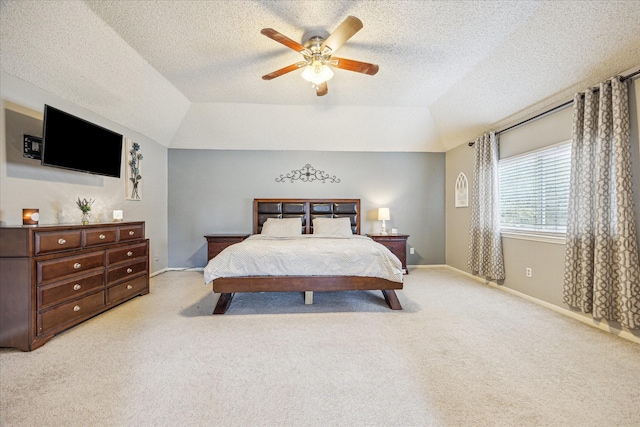 2310 Parkview Dr, Pearland, TX 77581 - bedroom with light colored carpet, a textured ceiling, and a ceiling fan