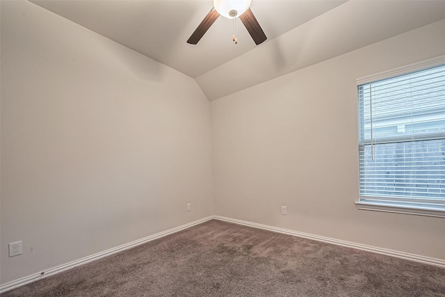 1111 Teamriddle Way, Richmond, TX 77406 - unfurnished room with a ceiling fan, dark colored carpet, and lofted ceiling