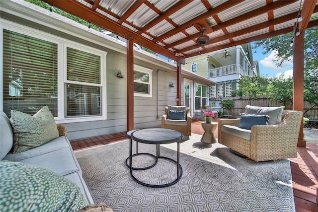 604 E 10th 1/2 St, Houston, TX 77008 - view of patio / terrace with a wooden deck, ceiling fan, and outdoor lounge area