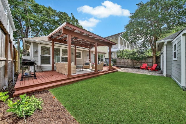 604 E 10th 1/2 St, Houston, TX 77008 - back of house with an outdoor hangout area, a fenced backyard, and a wooden deck