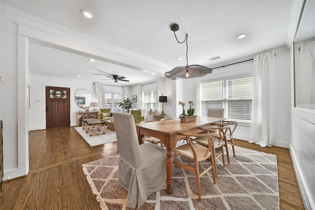 604 E 10th 1/2 St, Houston, TX 77008 - dining area featuring recessed lighting, wood finished floors, and ceiling fan