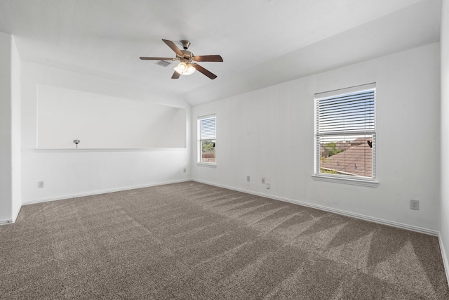 22303 Mosshall Ct, Tomball, TX 77375 - spare room with carpet, a ceiling fan, and lofted ceiling